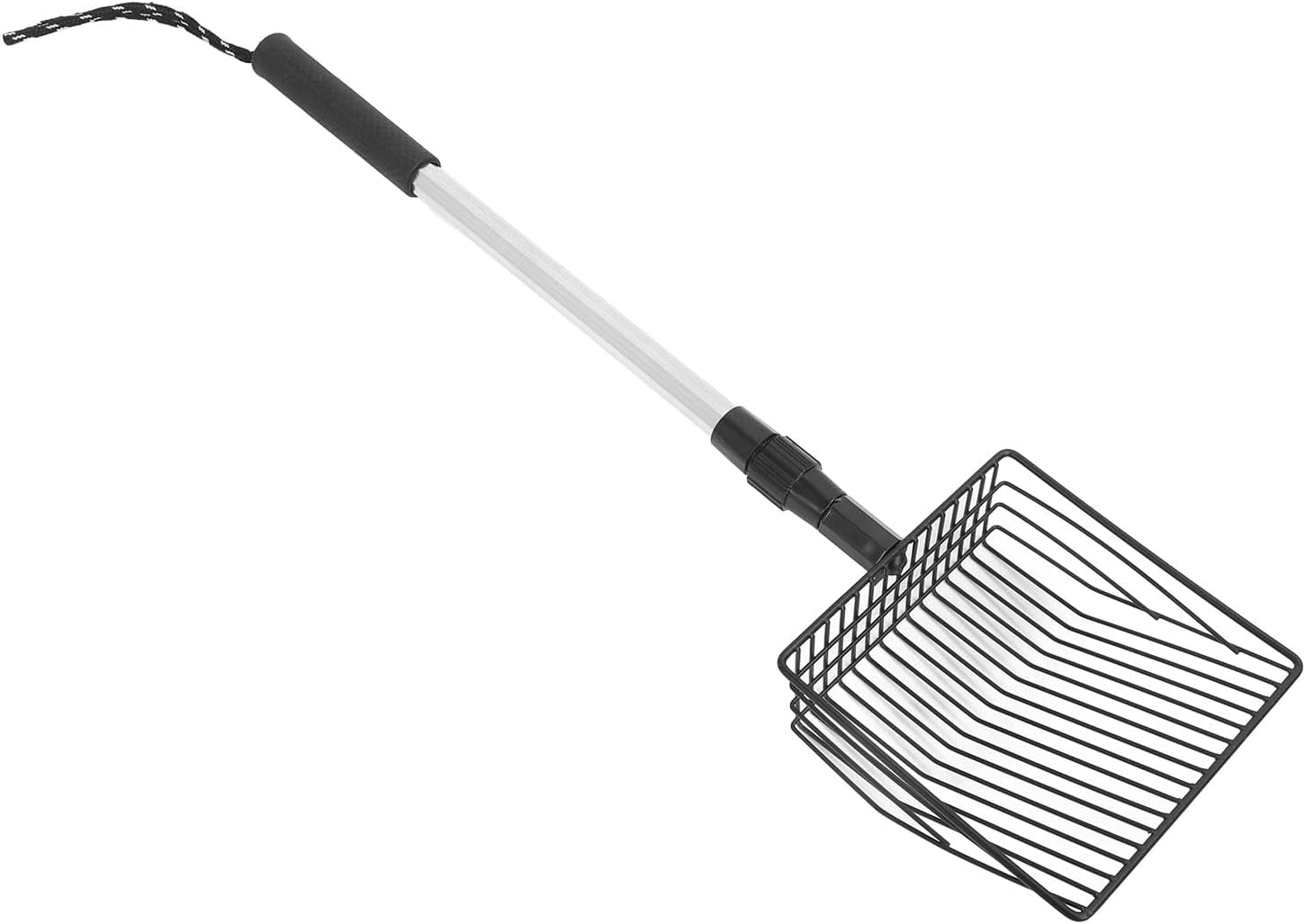 qiilu-metal-poop-scoop-extendable-cat-litter-scoop-lightweight-versatile-fine-screen-long-handle-pooper-scooper-cat-poop-sifter-pet-supplies-cats-litter-housebreaking-scoops-model-a-2-section