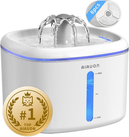 2.5L/84Oz Cat Water Fountain, Ultra Quiet Pump & LED Blue Light | Pet Water Fountain with Ultra Quiet Low-Water Auto Shutoff Pump& LED Blue Light - for Pets Small Animals & 3 Filters12