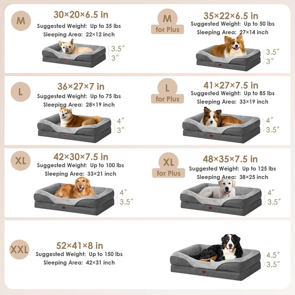 EHEYCIGA Orthopedic XL Dog Bed for Large Sized Dog, 42X30 Inch Extra Large Memory Foam Dog Couch Bed with Sides, Waterproof Liner & Washable Removable Cover, Bolster Pet Sofa, Grey5