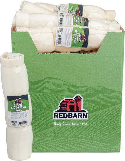 Redbarn Pet Products All-Natural Large Beef Cheek Rolls for Dogs, Uncoated - Single Ingredient Grain-Free Chew Treat Naturally Rich in Collagen - No Artificial Preservatives - Pack of 413