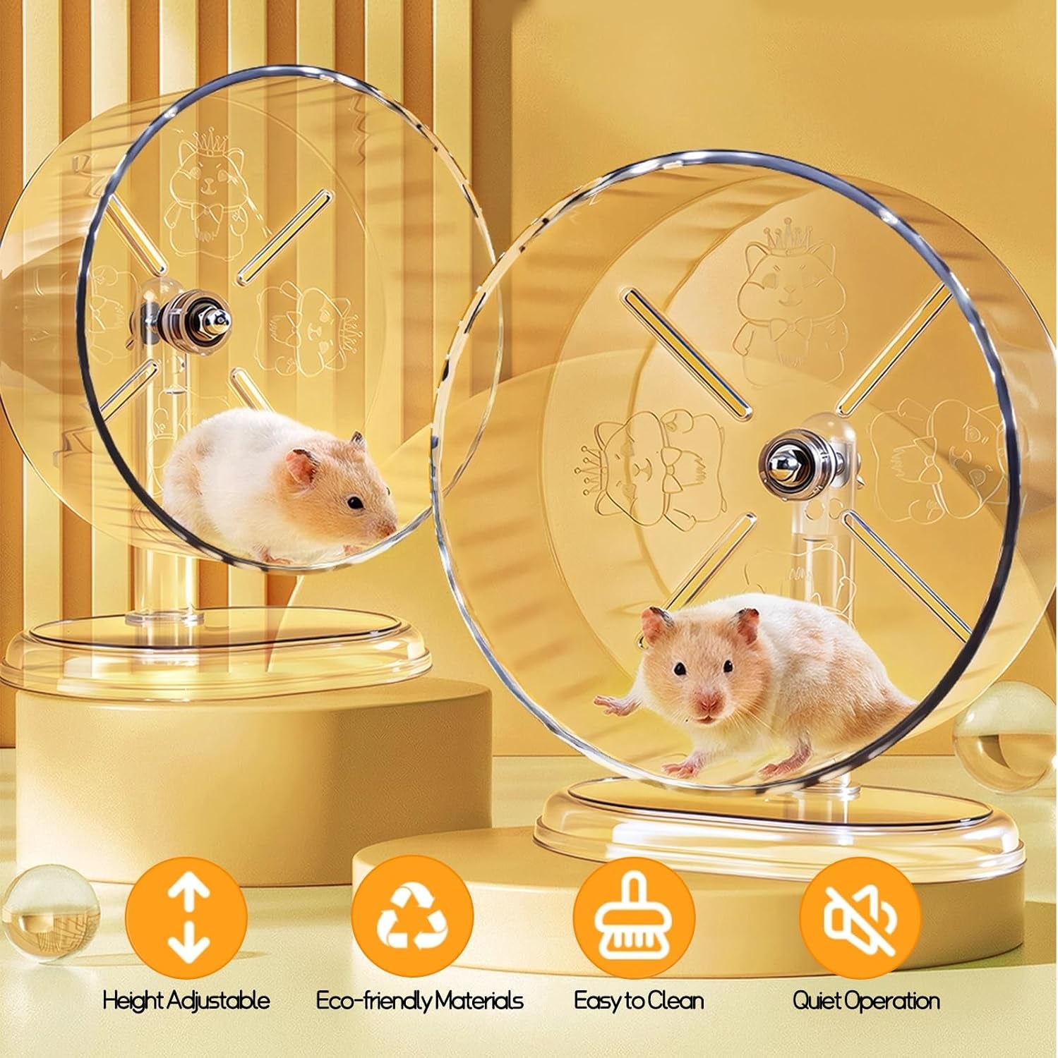 silent-hamster-exercise-wheel-9-5-inch-quiet-spinner-syrian-hamster-running-wheel-silent-wheels-with-anti-skid-adjustable-stand-for-gerbils-rats-or-other-small-pets-transparent