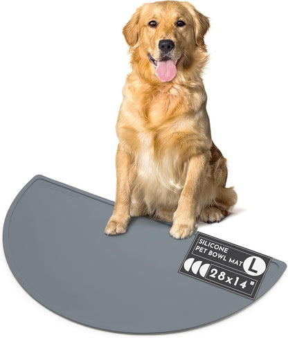 Should We Go? Waterproof Silicone Dog Food Mat – Large Size Non-Slip Pet Bowl Mat, Raised Edge Design, Easy-To-Clean Pet Food Placemat for Dog & Cat Bowls, 28" across X 14" Deep - Ocean Blue19
