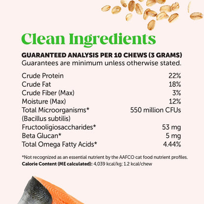 Cat Probiotics Crunchy Creamy Chews for Digestive Health - Cat Constipation + Occasional Diarrhea Relief - Daily Probiotics for Cats with Prebiotics Fiber Gut Flora Sensitive Stomach (30-Day Supply)8