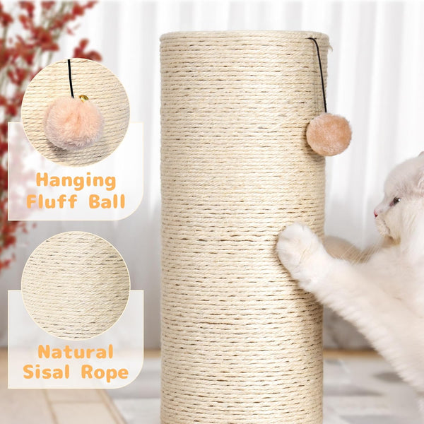 KAMABOKO 29.5" Cat Scratching Post, 7.5" Ultra-Large Diameter Natural Sisal Cat Scratch Post, Scratch-Resistant Tall Cat Scratcher for Indoor Cats, Protect Your Furniture, Beige, Pack of 14