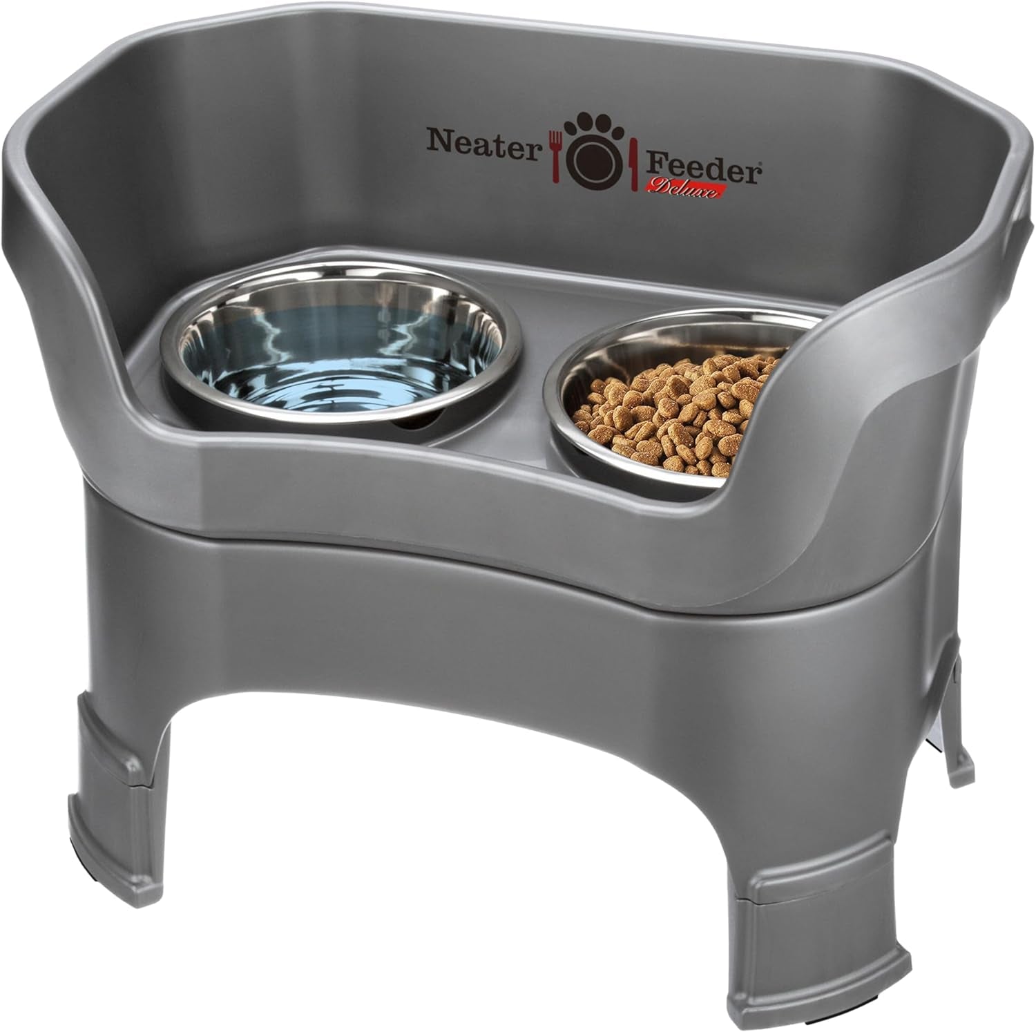 neater-feeder-deluxe-mess-proof-elevated-dog-bowls-for-small-dogs-up-to-19-lbs-2-height-adjustable-6-7-5-no-spill-raised-dog-bowl-stand-stainless-steel-food-bowl-set-made-in-usa-cappuccino