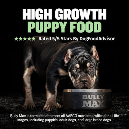 Bully Max Puppy Food 24/14 High Protein & Growth Formula - Dry Dog Food with Lamb and Rice for Small and Large Breed Puppies - Chicken Free, 419 Cal/Cup, Sensitive Stomach Kibble, 5 Lb Bag2