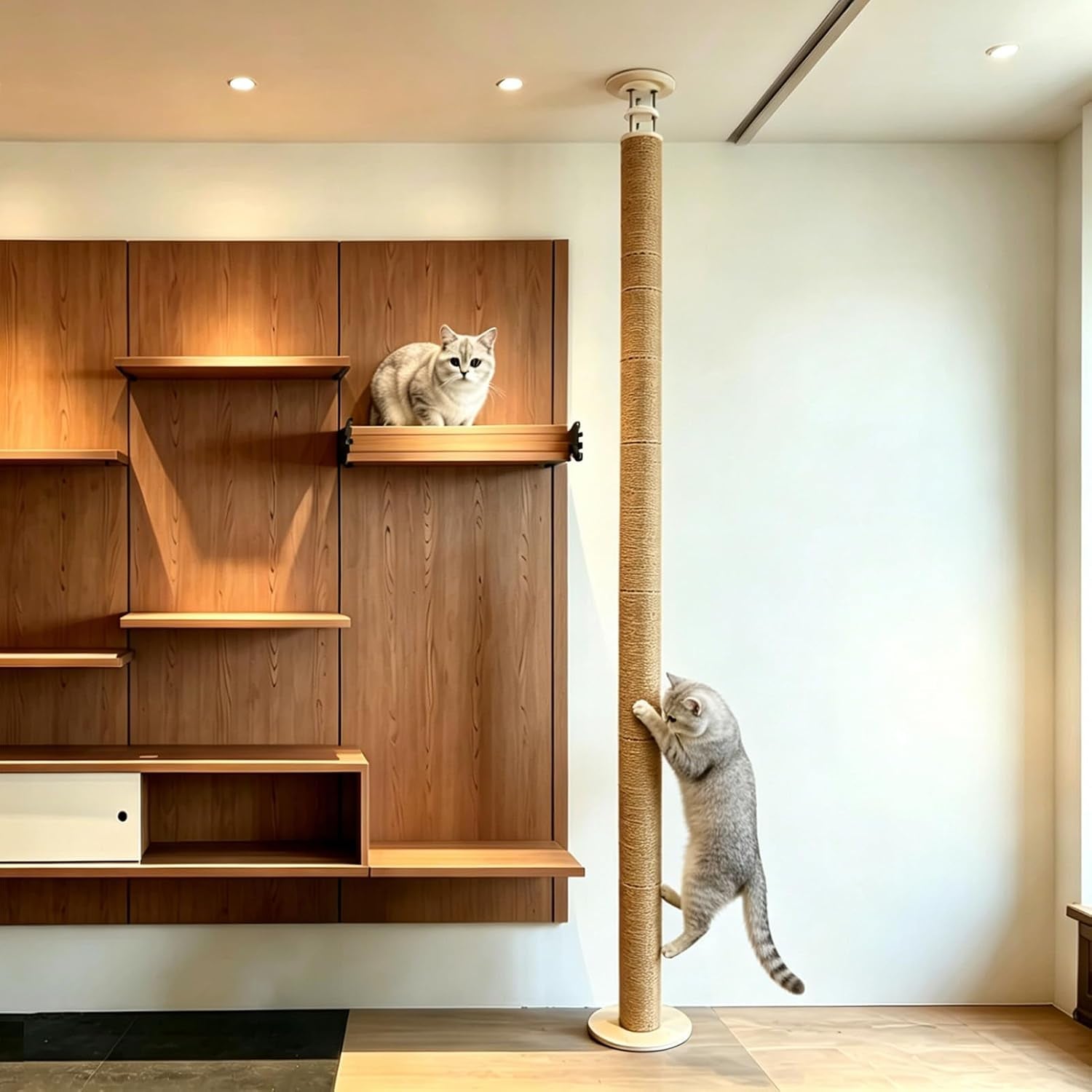 floor-to-ceiling-cat-scratching-post-tree-adjustable-height-40in-120in-tall-pvc-cat-climbing-pole-sturdy-cat-activity-tower-for-indoor-cats-to-climb-scratch-play