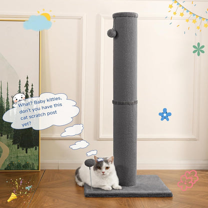 Cat Craft Cat Scratching Post Carpet Scratching Post 41" for Indoor Cats, Tall Cat Scratch Post, Carpet Cat Scratcher with Replaceable Toys, Sturdy Base, Large, Gray | 41In Tall Short Plush Scratch Post, Stable Base, Interchangeable Play Toys, for Indoor Cats to Avoid Furniture Scratching7