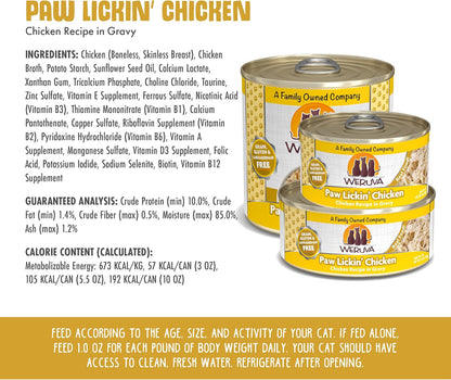 Weruva Classic Cat Food, Paw Lickin’ Chicken with Chicken Breast in Gravy, 3Oz Can (Pack of 24)5