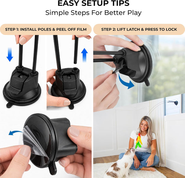 18-Piece Interactive Cat Toys for Indoor Cats, Cat Stuff Heavy Duty Self-Holding Floor Base & Suction Cup - Durable Feather Wand Bird Simulation Self Play Kitten Toys for Bored Adult Cats Juguete Gato4
