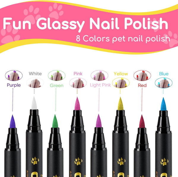 OLINGYOU Dog Nail Polish， Dog Nail Polish Pens Quick Dry-8 Colors, Pet Nail Polish Set for Dogs， DIY Dogs Puppy Nails, Dog Safe Nail Polish Non Toxic, Odorless, Easy to Apply2