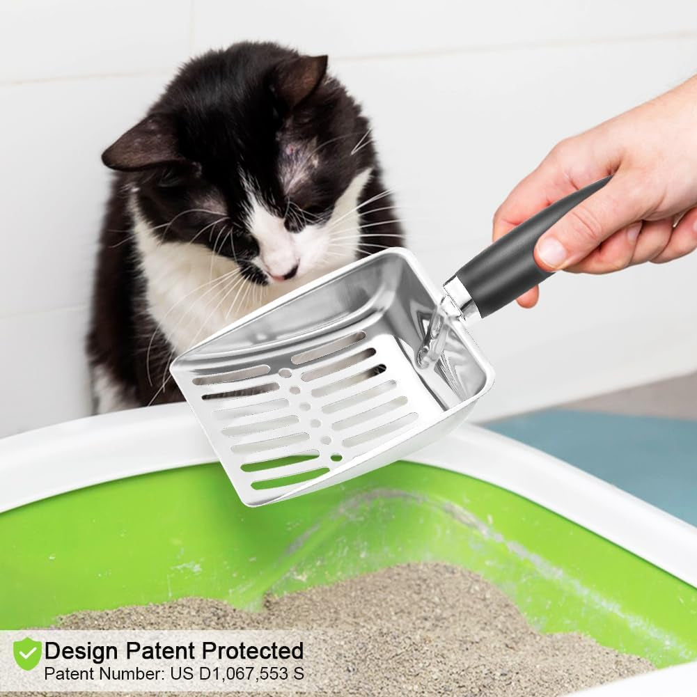 cat-litter-scoop-stainless-steel-metal-cat-litter-scoop-kitty-metal-scooper-sturdy-mesh-scooper-mesh-shovel-easy-to-clean-suitable-for-cat-litter-box-light-black