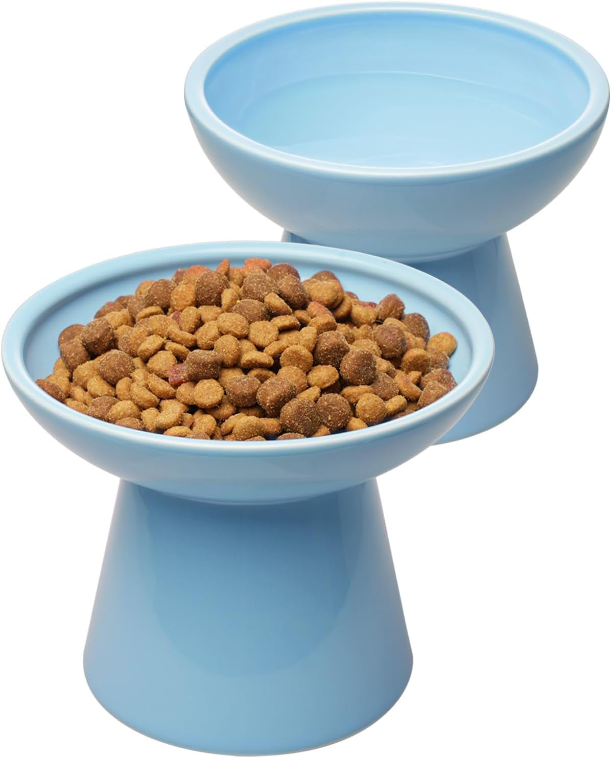 ceefu-2-pack-elevated-ceramic-cat-bowls-extra-wide-for-food-water-anti-vomiting-whisker-friendly-shallow-food-dish-and-deep-water-bowl-lead-cadmium-free-raised-height-for-cats-sage-green
