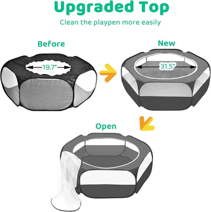 Amakunft Small Animal Pop-Up Playpen with Mesh Cover, 47'' X 23.6'' X 15'' Chicken Brooder Box, Play Pen Indoor Outdoor for Guinea Pigs, Bunny, Rabbits, Ferrets, Chinchillas, Kittens | Indoor/Outdoor, Water-Resistant, Chicken Brooder, Travel Playpen for Rabbits, Ferrets, Hamsters and Kittens4