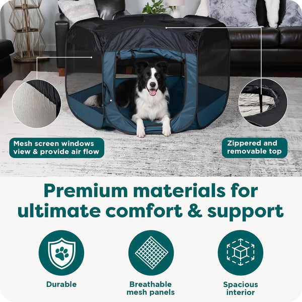 Furhaven Soft-Sided Dog & Cat Playpen, Portable Foldable Indoor & Outdoor Pet Playpen with Mesh Windows & Zippered Door, Gray, Extra Large5