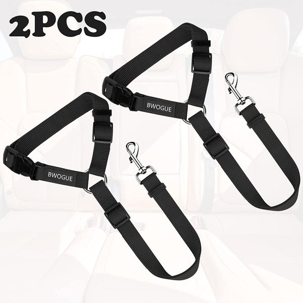 BWOGUE 2 Pack Dog Seat Belt for Car, Headrest Restraint Safety Leads | Headrest Loop for Car Travel, 18-30 in Adjustable, 2-In-1 Seat Belt and Leash, 2 Pack for Dogs and Cats, Use with Dog Harness2