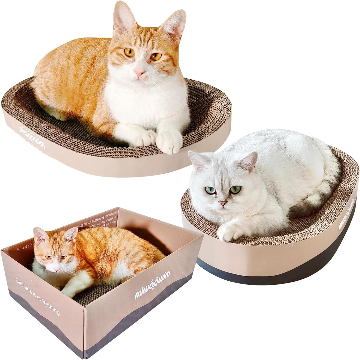 miwoowim-3-piece-cat-scratcher-set-oval-bowl-nest-for-indoor-cats-2-oval-bed-1-box-for-scratching-lounging-durable-round-corrugated-cardboard-pad-catnip-toy-furniture-protector-for-couch