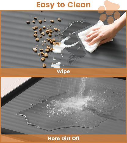 Dog Food Mat 36"X24", Waterproof Dog Bowl Mat, Grey | Raised Edges Prevent Spills, Diversion Grooves, Waterproof Surface, Non-Slip Backing, Easy to Clean5