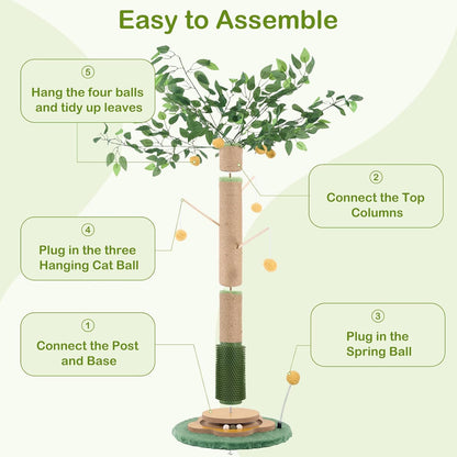 Tall Cat Scratching Post 51 Inch, Sisal Rope Cat Scratcher Tree | for Indoor Cats, Kittens and Large Cats to Stretch, Scratch, Play and Self-Groom; Suitable for Living Rooms and Cat Spaces.9