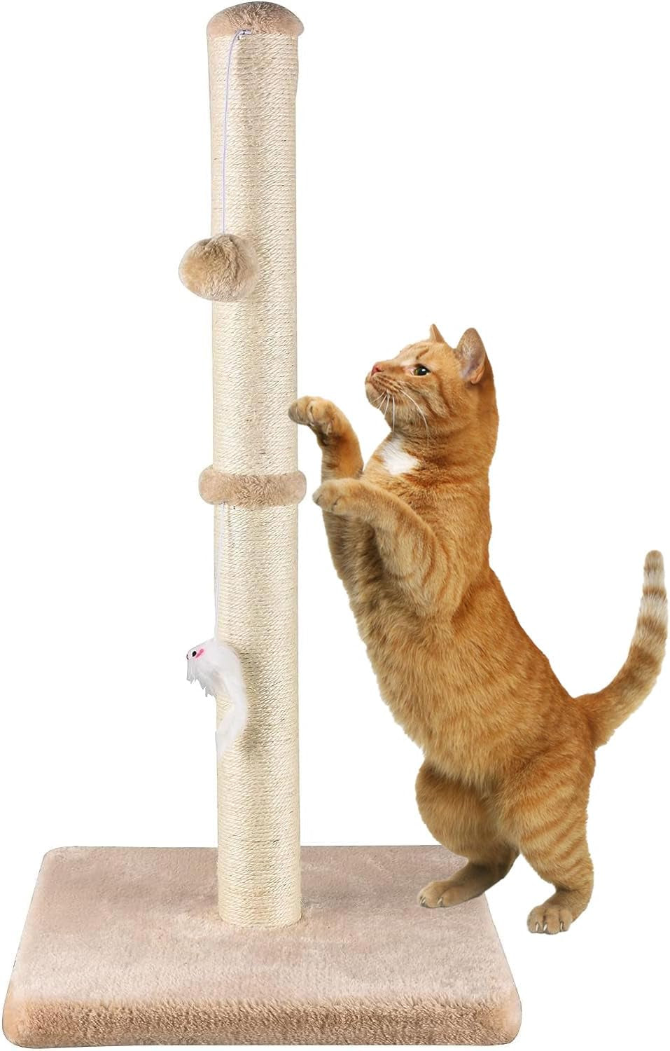 meowhomm-32-tall-cat-scratching-posts-for-indoor-cats-adults-with-2-hanging-ball-large-cat-scratch-post-cat-scratcher-includes-sisal-ropeyellow