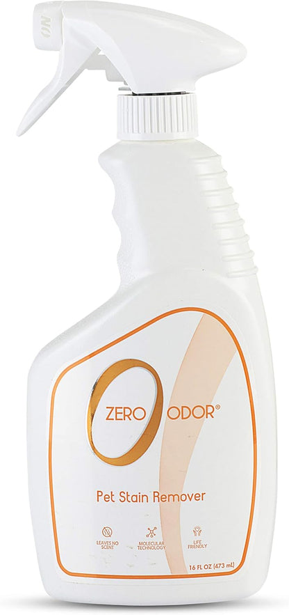Zero Odor - Pet Stain Remover & Odor Eliminator - Permanently Remove Stain & Odor with Patented Technology Best for Carpet, Furniture, Floors, Pet Bed– Look and Smell Great, 16Oz (Over 400 Sprays)1