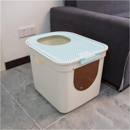 Dog Potty Training Toilet ﻿ Top Entry Removable Cat Litter Box Large Bump Falling Sand Pedal Enclosed Potty Anti-Splashing Toilet Easy to Clean(B)1
