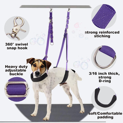 Dog Grooming Belly Strap - 3PCS Grooming Restraint Set Adjustable Belly Band Loops Strap with Padded Support & Loop Extension Straps Pet Grooming Harness Kit for Dogs (Voilet)2