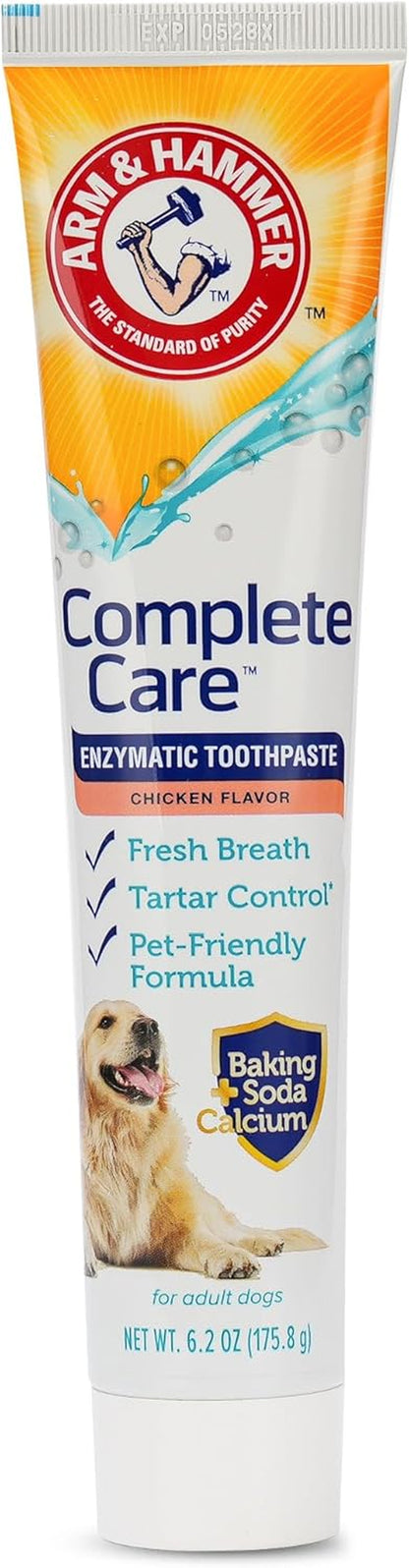 Arm & Hammer Complete Care Enzymatic Dog Toothpaste, Chicken, 6.2 Oz | Fluoride-Free Formula with Baking Soda and Calcium Fights Plaque and Tartar, Freshens Breath, Value Size1