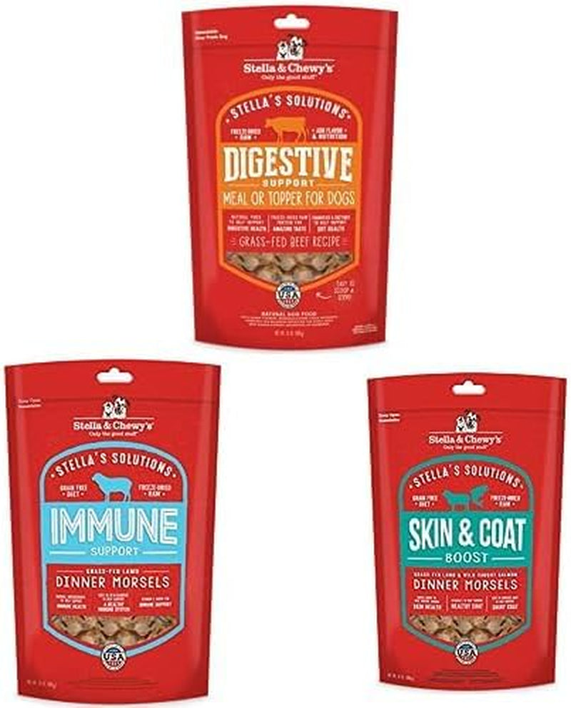 stella-chewys-stella-s-solutions-skin-coat-boost-grass-fed-lamb-wild-caught-salmon-dinner-morsels-freeze-dried-raw-protein-rich-grain-free-dog-food-4-25-oz-bag