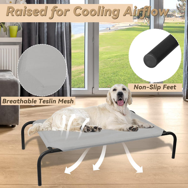 Elevated Dog Bed for Large Dogs, Raised Dog Bed with Breathable Mesh, Non Slip, Easy to Clean, 50.5 Inches, Grey | Raised Dog Bed with Breathable Mesh, Non Slip, Easy to Clean, 50.5 Inches, Grey2