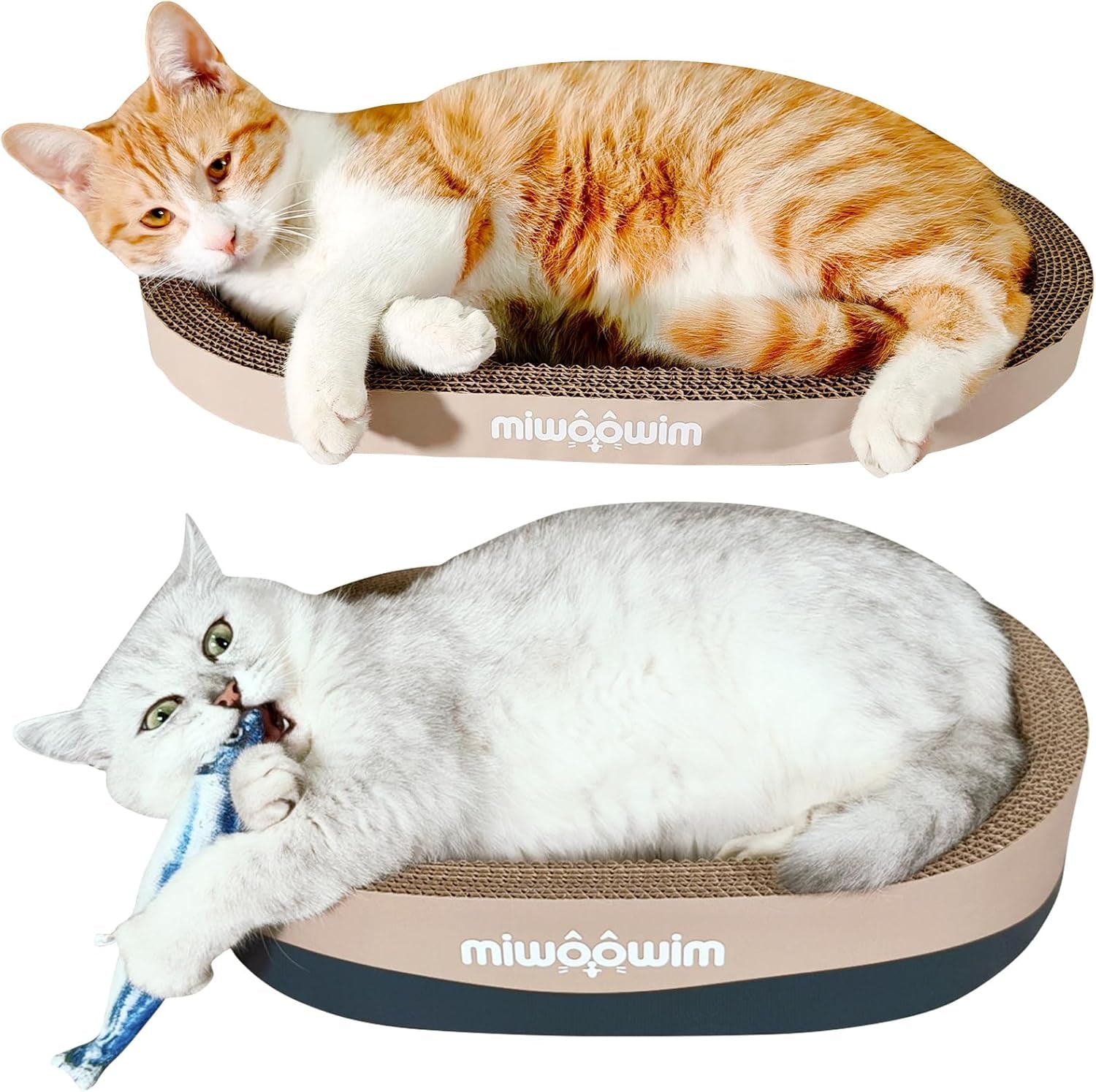 miwoowim-3-piece-cat-scratcher-set-oval-bowl-nest-for-indoor-cats-2-oval-bed-1-box-for-scratching-lounging-durable-round-corrugated-cardboard-pad-catnip-toy-furniture-protector-for-couch