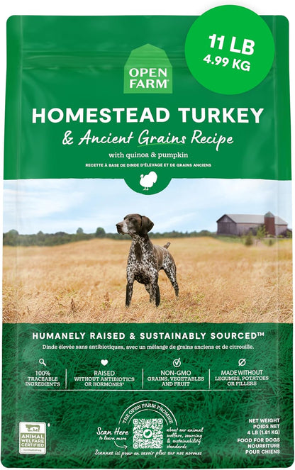 Open Farm Ancient Grains Dry Dog Food, Wild Caught Salmon Kibble, 22Lb Bag | All Life Stages, All Breed Sizes, Protein-Rich & Nutrient Dense, 100% Traceable Ingredients, Non-Gmo Fruits & Veggies.24