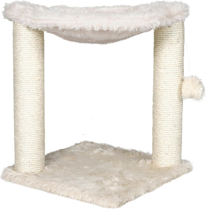 TRIXIE Baza XXL Cat Scratching Posts, Indoor Cat Furniture with Plush Hammock, Jute Scratcher Posts and Dangling Toy Ball, 18.1" L X 18.1" W X 19.7" H, Cream9