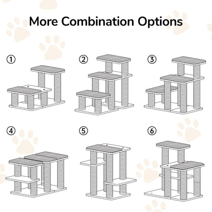 FUKUMARU Dog Stairs, Solid Wood Pet Stairs with Cat Scratching Post | Transformable Cat Step Hold up to 200 Lbs, 20" Pet Ramp for Dogs and Cats to Climb High Bed and Couch, over 6 Combinations8
