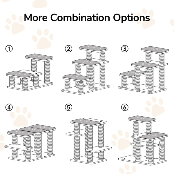FUKUMARU Dog Stairs, Solid Wood Pet Stairs with Cat Scratching Post | Transformable Cat Step Hold up to 200 Lbs, 20" Pet Ramp for Dogs and Cats to Climb High Bed and Couch, over 6 Combinations8