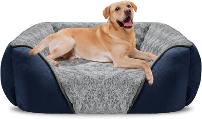 INVENHO Rectangle Washable Orthopedic Dog Bed for Small, Medium and Large Dogs, Soft Calming, Sleeping Puppy Bed Durable Pet Cuddler with Anti-Slip Bottom, S (20"X19"X6")25