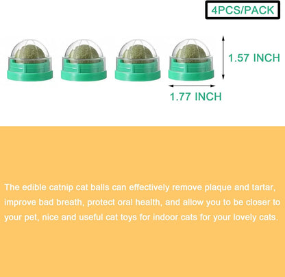 4PCS Catnip Balls for Cats Wall Catnip Toys for Cat Lick Kitten Chew Toys Teeth Cleaning Dental Edible Cat Toys2