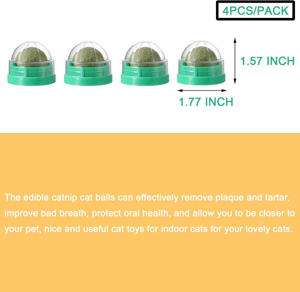 4PCS Catnip Balls for Cats Wall Catnip Toys for Cat Lick Kitten Chew Toys Teeth Cleaning Dental Edible Cat Toys2