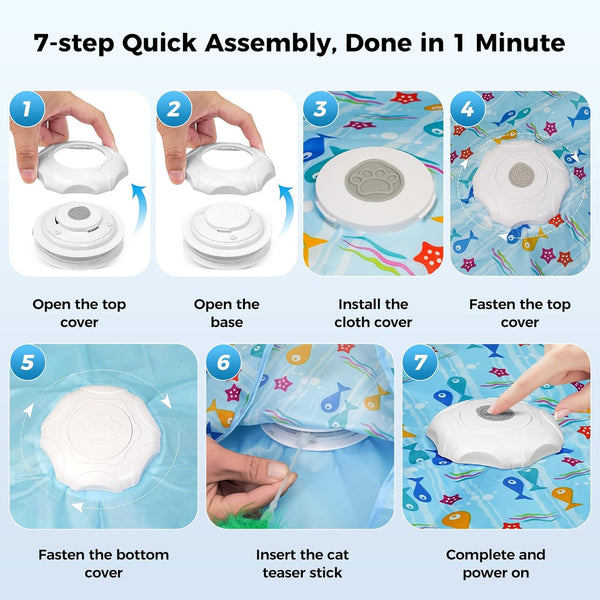Duckart Interactive Cat Toy - Hide and Seek Automatic Cat Toy with Birdcall, Rechargeable & 3 Speeds, Auto Sleep/Wake Mode Kitten Toys, Safe ABS Material Cat Toys for Bored Indoor Adult Cats6