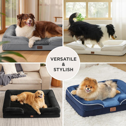 Bedsure Orthopedic Dog Beds Large Sized Dog - Washable Large Dog Cat Bed Waterproof, Comfort Dogs Couch Sofa with Washable Removable Cover, Pet Bed with Nonskid Bottom, Grey, 35"9