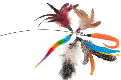 Fashion'S Talk Feather Wire Wands Kitten Toys Worm Teaser Wand Cat Toy with Replacement Pack4