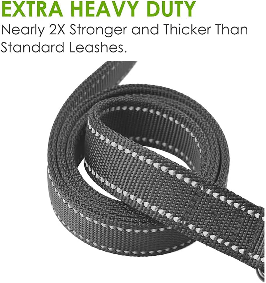 heavy-duty-dog-leash-2-handles-by-padded-traffic-handle-for-extra-control-6foot-long-perfect-for-medium-to-large-dogs-6-ft-black