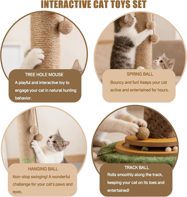 44" Tall Palm Tree Cat Scratching Post with Sisal Rope,Dangling Balls,Natural Healthy Catnip Balls,Cat Toy Mouse Hole,Interactive Wooden Ball & Cats Wand for Indoor Cats Adults and Kitten6