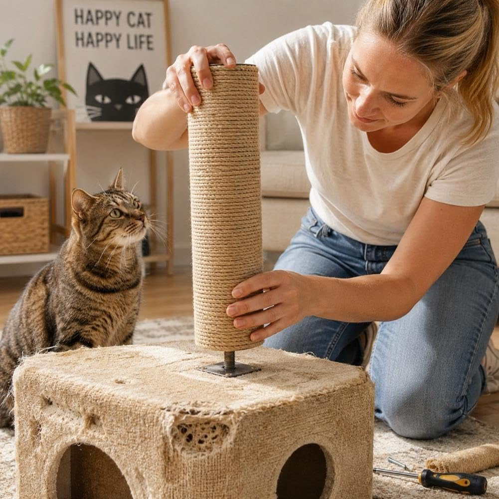cat-scratching-post-replacement-12-2-natural-jute-spare-extension-scratch-post-with-m8-nut-connectors-easy-install-rope-scratching-posts-refill-for-diy-cat-furniture-climbing-tower-yellow