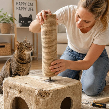 Cat Scratching Post Replacement - 12.2 Inch Sisal Replacement Post with M8 Screws, DIY Cat Tree Accessories for Indoor Kitten Furniture Repair, Natural Sisal Rope Pole (Yellow)5