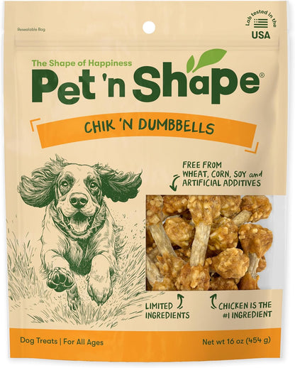 Pet 'N Shape Chik 'N Rice Dumbbells - Natural Dog Treats, Chicken, 1 Pound1