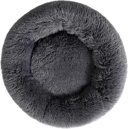 Calming Donut Cat Bed Dog Bed round Plush Pet Bed Fluffy Rabbit Cave Warm Dog Couch Non Slip Bottom for Pets Furniture up to 5KG1