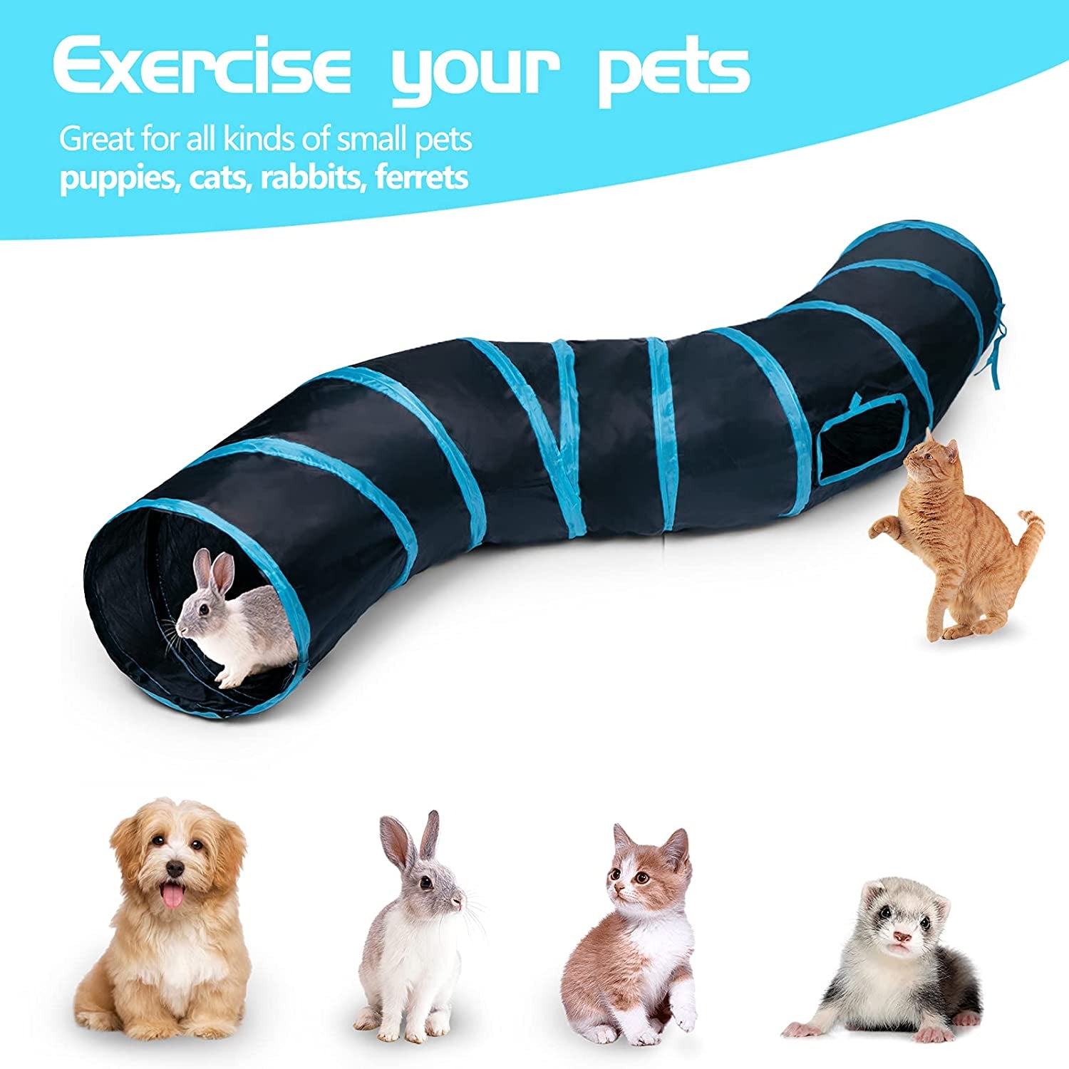 sheldamy-cat-tunnel-s-2-way-cat-tunnels-for-indoor-cats-collapsible-cat-play-tunnel-interactive-toy-maze-cat-house-with-1-play-ball-for-cats-puppy-kitty-kitten-rabbit-blue-black