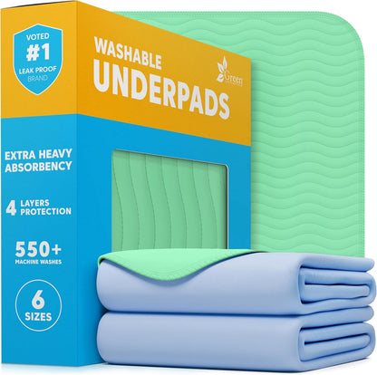 GREEN LIFESTYLE Washable Pee Pads for Dogs - Waterproof Reusable Puppy Pads with Anti-Slip Backing, Pet Training Pad for Puppy Playpen, Crate, Whelping Box, Potty Training (Pack of 6 - 30X34)17