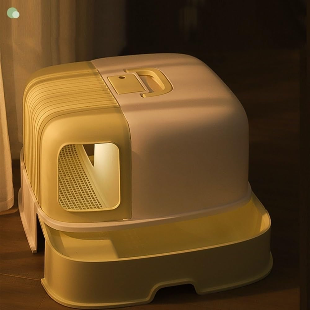 pet-supplies-hooded-cat-litter-box-with-scoop-handle-portable-enclosed-trayblue